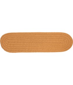 Rhody Solid Poly New Gold S036 8 in. X 28 in. Stair Tread Braided Rug