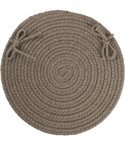 Rhody Solid Poly Moonstone S037 15 in. X 15 in. Chair Pad Set-of-4 Braided Rug