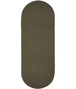 Rhody Solid Poly Moonstone S037 2 ft. X 8 ft. Oval Runner Braided Rug