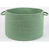Rhody Solid Poly Celadon S040 18 in. X 12 in. Basket Braided Rug