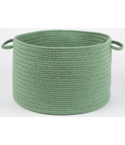 Rhody Solid Poly Celadon S040 18 in. X 12 in. Basket Braided Rug