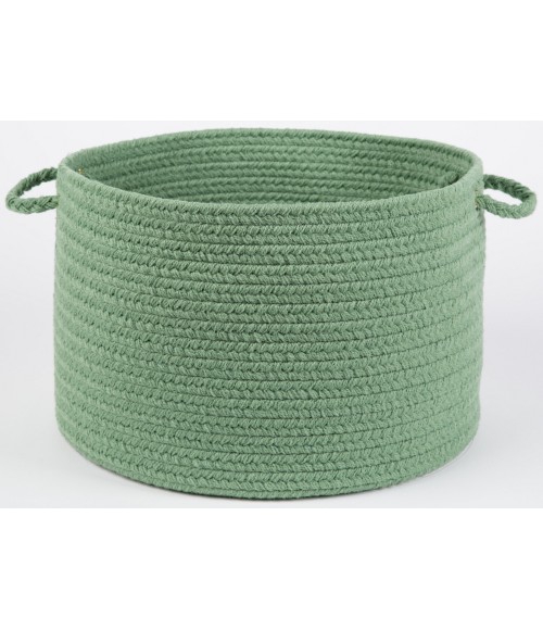 Rhody Solid Poly Celadon S040 18 in. X 12 in. Basket Rug