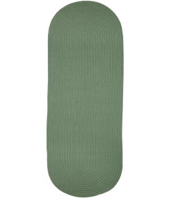Rhody Solid Poly Celadon S040 2 ft. X 6 ft. Oval Runner Braided Rug