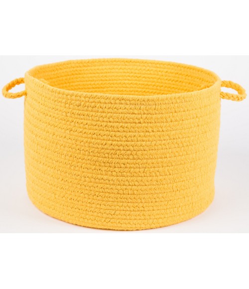 Rhody Solid Poly Daffodil S041 18 in. X 12 in. Basket Rug