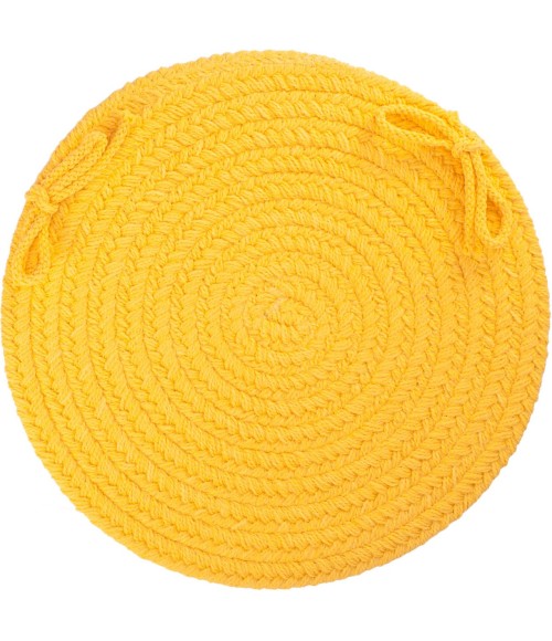 Rhody Solid Poly Daffodil S041 15 in. X 15 in. Chair Pad Set-of-4 Rug