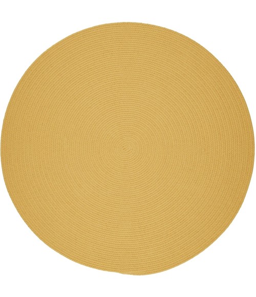 Rhody Solid Poly Daffodil S041 10 ft. X 10 ft. Round Rug