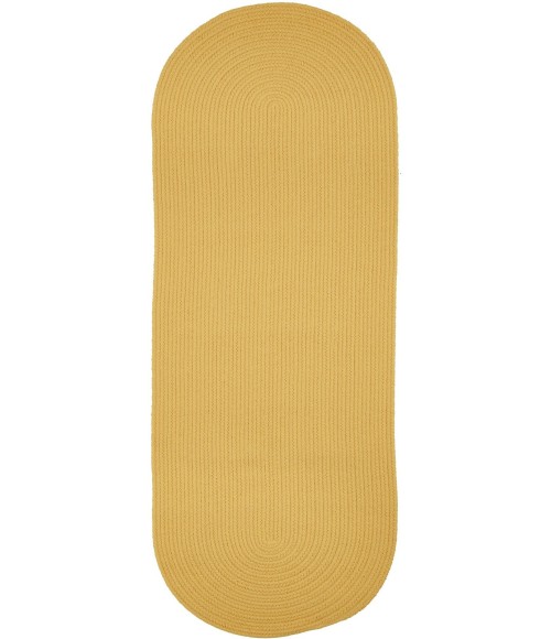 Rhody Solid Poly Daffodil S041 2 ft. X 8 ft. Oval Runner Rug