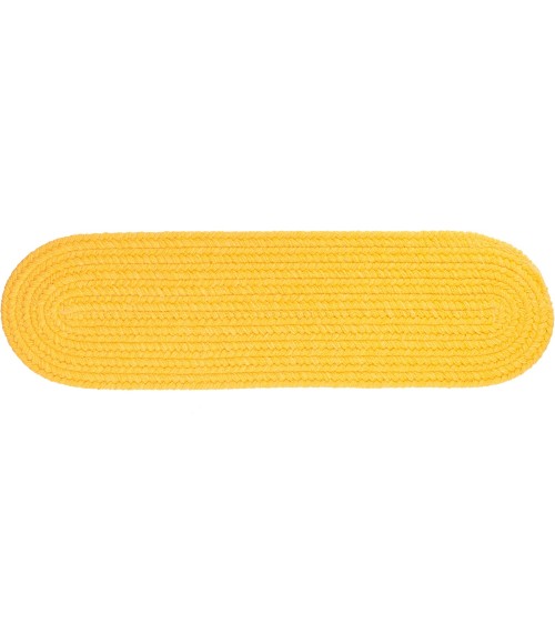Rhody Solid Poly Daffodil S041 8 in. X 28 in. Stair Tread Set-of-13 Rug