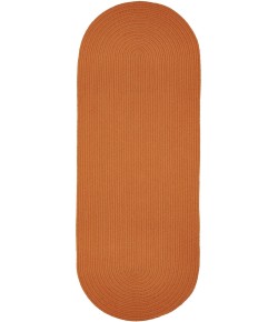 Rhody Solid Poly Mango S042 2 ft. X 4 ft. Oval Runner Braided Rug