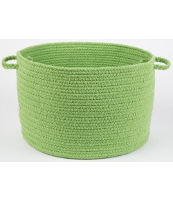 Rhody Solid Poly Key Lime S044 18 in. X 12 in. Basket Braided Rug