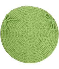 Rhody Solid Poly Key Lime S044 15 in. X 15 in. Chair Pad Braided Rug