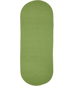 Rhody Solid Poly Key Lime S044 2 ft. X 4 ft. Oval Runner Braided Rug