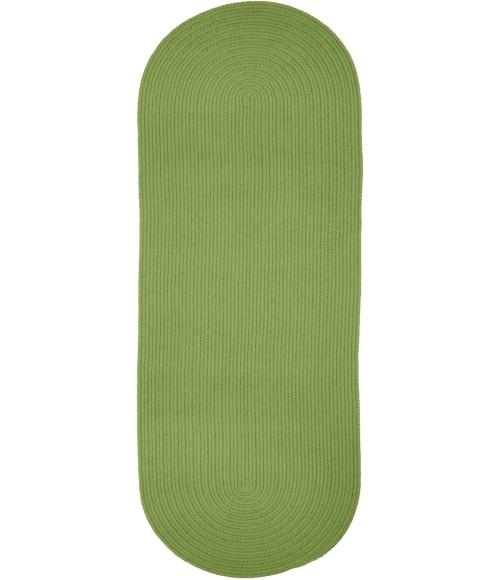 Rhody Solid Poly Key Lime S044 2 ft. X 4 ft. Oval Runner Rug