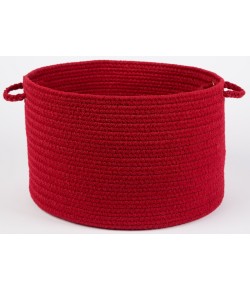 Rhody Solid Poly Brilliant Red S045 18 in. X 12 in. Basket Braided Rug