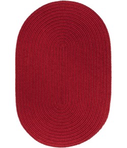 Rhody Solid Poly Brilliant Red S045 5 ft. X 8 ft. Oval Braided Rug