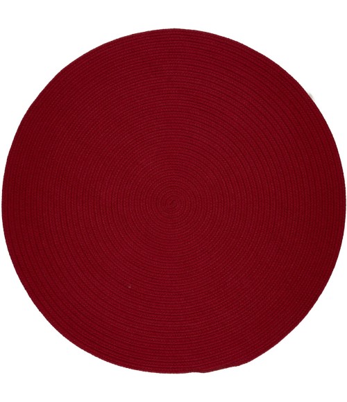 Rhody Solid Poly Brilliant Red S045 10 ft. X 10 ft. Round Rug