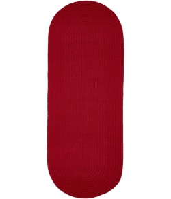 Rhody Solid Poly Brilliant Red S045 2 ft. X 6 ft. Oval Runner Braided Rug