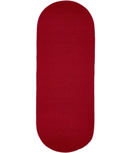 Rhody Solid Poly Brilliant Red S045 2 ft. X 6 ft. Oval Runner Rug