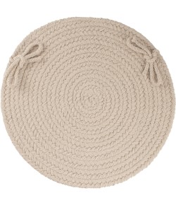 Rhody Solid Poly Pumice S049 15 in. X 15 in. Chair Pad Set-of-4 Braided Rug