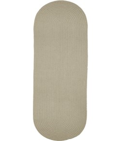 Rhody Solid Poly Pumice S049 2 ft. X 6 ft. Oval Runner Braided Rug