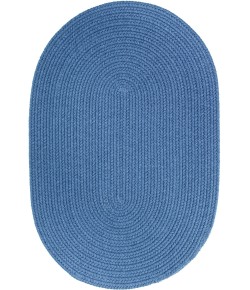 Rhody Solid Poly French Blue S052 7 ft. X 9 ft. Oval Braided Rug