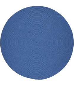 Rhody Solid Poly French Blue S052 10 ft. X 10 ft. Round Braided Rug
