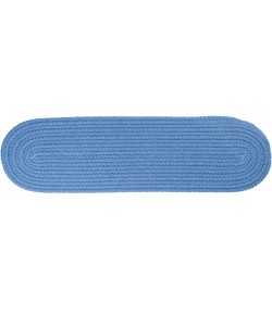 Rhody Solid Poly French Blue S052 8 in. X 28 in. Stair Tread Braided Rug