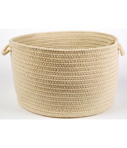 Rhody Solid Wool Sand S100 18 in. X 12 in. Basket Braided Rug