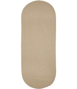 Rhody Solid Wool Sand S100 2 ft. X 4 ft. Oval Runner Braided Rug