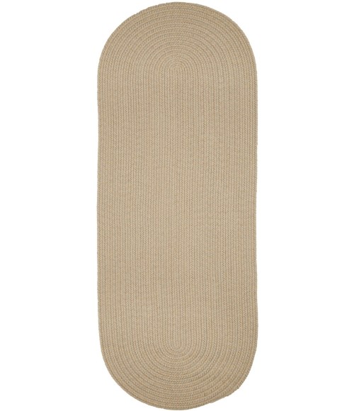 Rhody Solid Wool Sand S100 2 ft. X 4 ft. Oval Runner Rug