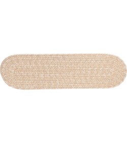 Rhody Solid Wool Sand S100 8 in. X 28 in. Stair Tread Braided Rug