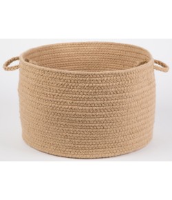 Rhody Solid Wool Wheat S101 18 in. X 12 in. Basket Braided Rug