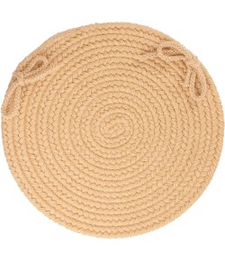 Rhody Solid Wool Wheat S101 15 in. X 15 in. Chair Pad Set-of-4 Braided Rug