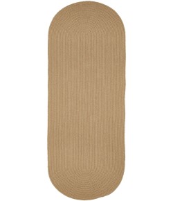Rhody Solid Wool Wheat S101 2 ft. X 4 ft. Oval Runner Braided Rug