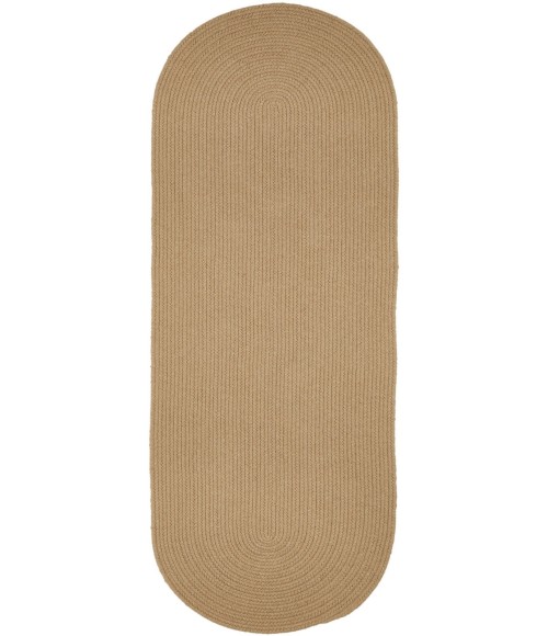 Rhody Solid Wool Wheat S101 2 ft. X 4 ft. Oval Runner Rug