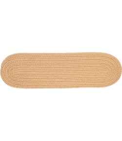 Rhody Solid Wool Wheat S101 8 in. X 28 in. Stair Tread Braided Rug