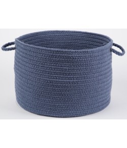 Rhody Solid Wool Sailor Blue S102 18 in. X 12 in. Basket Braided Rug