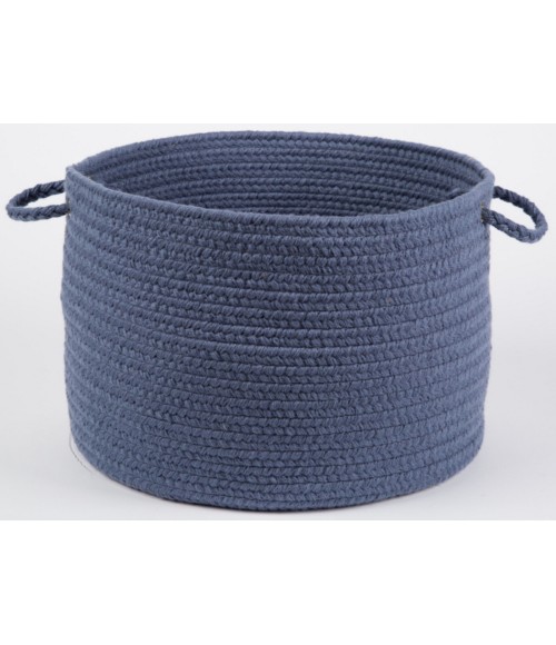 Rhody Solid Wool Sailor Blue S102 18 in. X 12 in. Basket Rug
