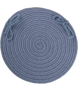 Rhody Solid Wool Sailor Blue S102 15 in. X 15 in. Chair Pad Set-of-4 Braided Rug