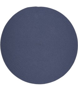 Rhody Solid Wool Sailor Blue S102 10 ft. X 10 ft. Round Braided Rug