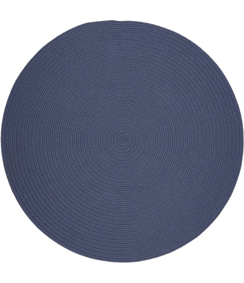 Rhody Solid Wool Sailor Blue S102 8 ft. X 8 ft. Round Rug