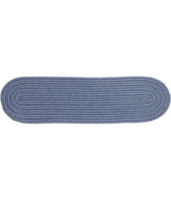 Rhody Solid Wool Sailor Blue S102 8 in. X 28 in. Stair Tread Set-of-13 Braided Rug