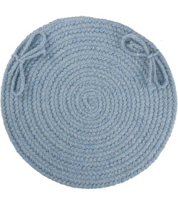 Rhody Solid Wool Blue Bonnet S103 15 in. X 15 in. Chair Pad Set-of-4 Braided Rug