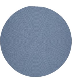 Rhody Solid Wool Blue Bonnet S103 4 ft. X 4 ft. Round Braided Rug