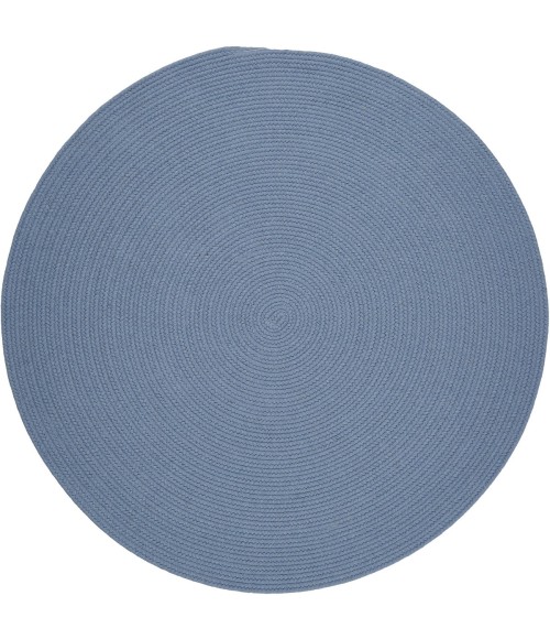 Rhody Solid Wool Blue Bonnet S103 4 ft. X 4 ft. Round Rug
