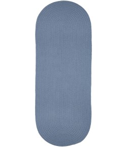 Rhody Solid Wool Blue Bonnet S103 2 ft. X 8 ft. Oval Runner Braided Rug