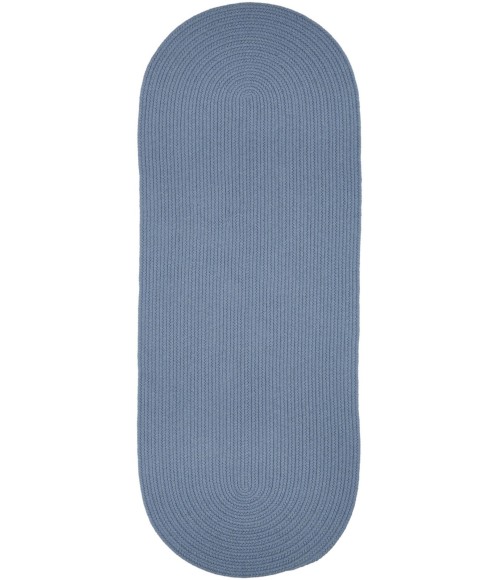 Rhody Solid Wool Blue Bonnet S103 2 ft. X 8 ft. Oval Runner Rug