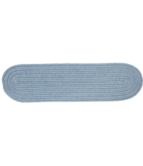 Rhody Solid Wool Blue Bonnet S103 8 in. X 28 in. Stair Tread Rug