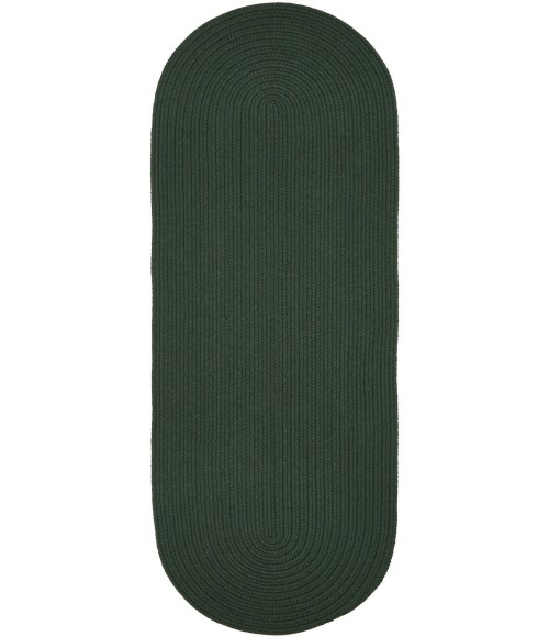 Rhody Solid Wool Hunter Green S105 2 ft. X 8 ft. Oval Runner Rug