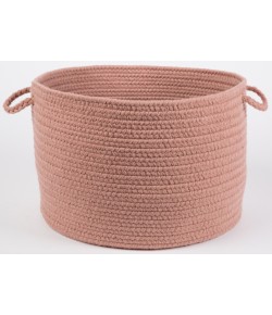 Rhody Solid Wool Old Rose S106 18 in. X 12 in. Basket Braided Rug